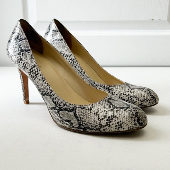 Expression Grey Snakeskin Patterned High Heels Leather Pumps Size 8 - Picture 3 of 16